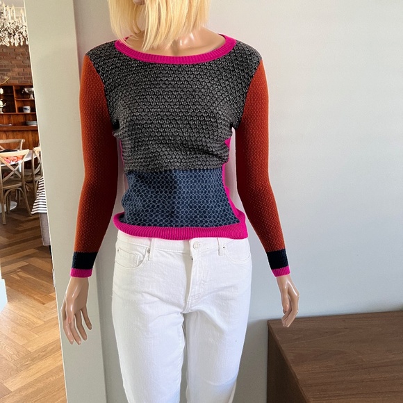 DIANE von FURSTENBERG Textured Wool Multicolor Sweater - Picture 8 of 8